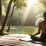 **Image Prompt:** A person meditating outdoors in a serene Thai landscape, practicing mindfulness, with sunlight filtering through the trees. Focus on conveying peace and acceptance of imperfections. Keywords: mindfulness, Thai landscape, meditation, serenity, imperfection, sunlight.