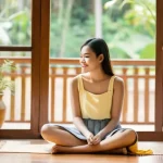 과거 자아 화해의 자원 활용하기 - **Prompt:** A serene and empathetic scene depicting a young adult Thai woman (mid-20s, wearing a mod...