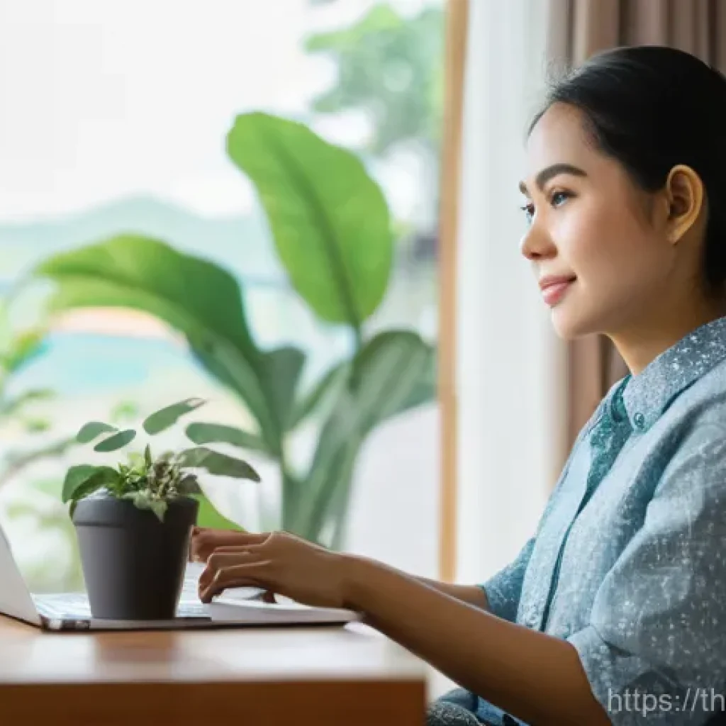 자아 화해를 위한 온라인 프로그램 추천 - **Prompt: Online Therapy Session in a Modern Thai Home**
    A wide shot of a contemporary Thai livi...