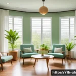 과거 자아 화해를 위한 심리 상담의 역할 - A calm and inviting therapy room designed for mental health counseling, featuring soft natural light...