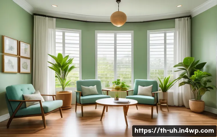 과거 자아 화해를 위한 심리 상담의 역할 - A calm and inviting therapy room designed for mental health counseling, featuring soft natural light...